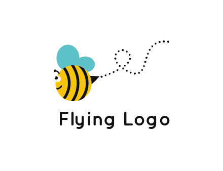 flying and smiling honey bee logo