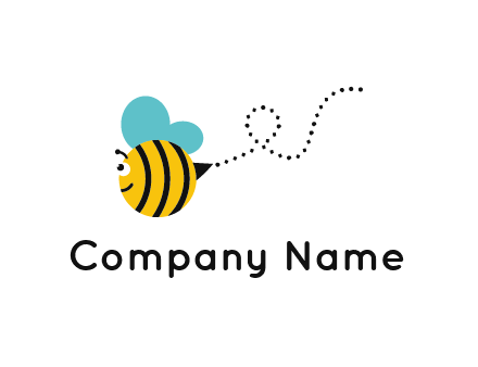 flying and smiling honey bee logo