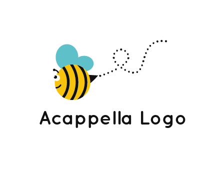 flying and smiling honey bee logo