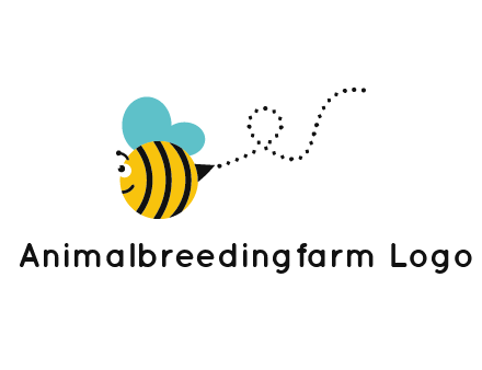 flying and smiling honey bee logo