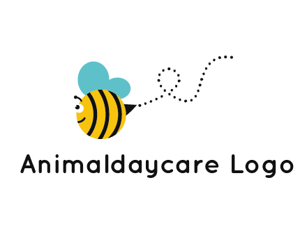 flying and smiling honey bee logo