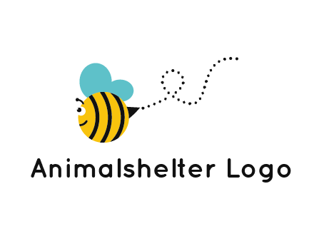 flying and smiling honey bee logo