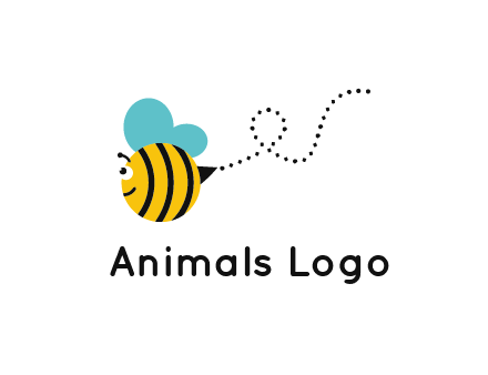 flying and smiling honey bee logo