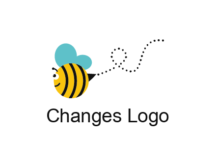 flying and smiling honey bee logo