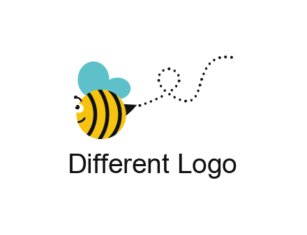 flying and smiling honey bee logo