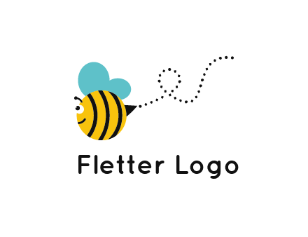 flying and smiling honey bee logo