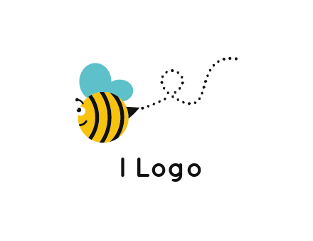 flying and smiling honey bee logo
