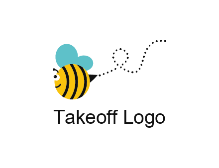 flying and smiling honey bee logo