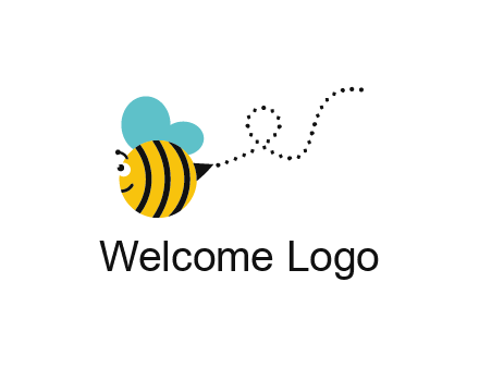 flying and smiling honey bee logo