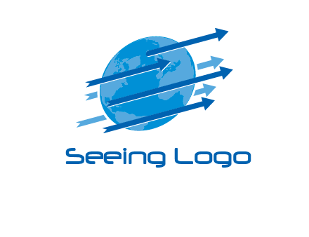 moving arrows with globe logo