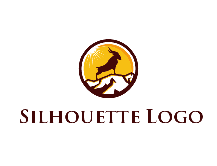 silhouette goat standing on mountain logo
