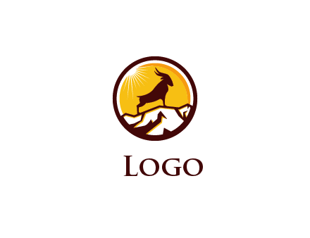 silhouette goat standing on mountain logo
