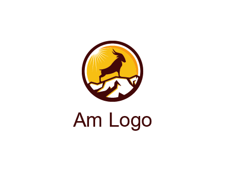 silhouette goat standing on mountain logo