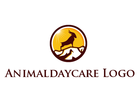 silhouette goat standing on mountain logo