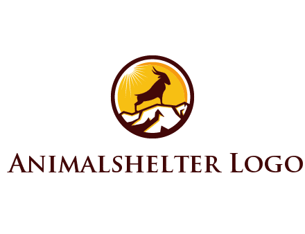 silhouette goat standing on mountain logo