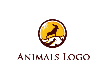 silhouette goat standing on mountain logo