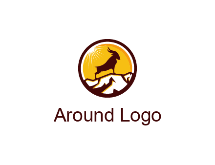 silhouette goat standing on mountain logo