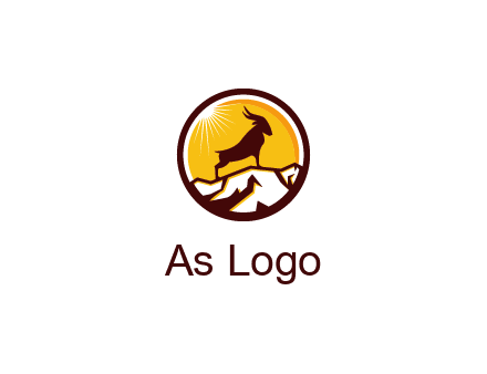 silhouette goat standing on mountain logo