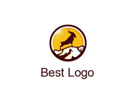 silhouette goat standing on mountain logo