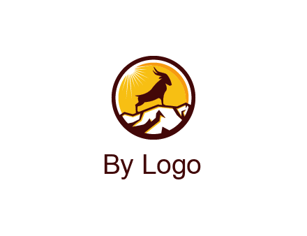 silhouette goat standing on mountain logo