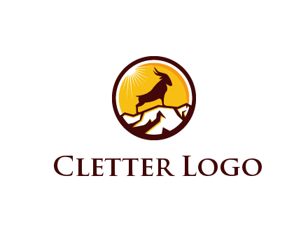 silhouette goat standing on mountain logo