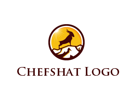 silhouette goat standing on mountain logo