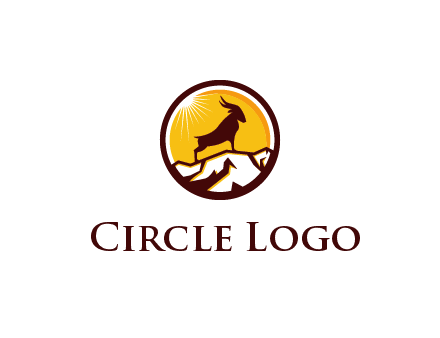 silhouette goat standing on mountain logo