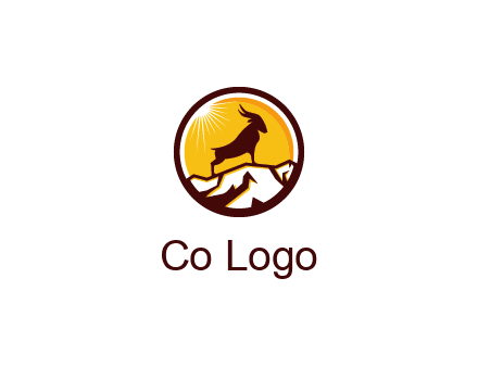 silhouette goat standing on mountain logo