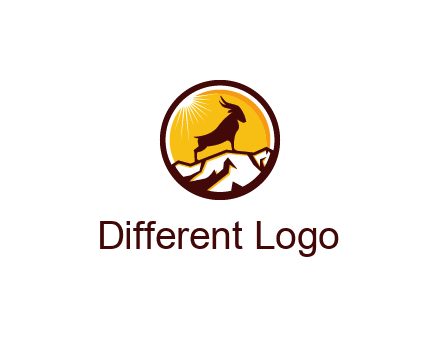 silhouette goat standing on mountain logo