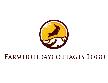 silhouette goat standing on mountain logo