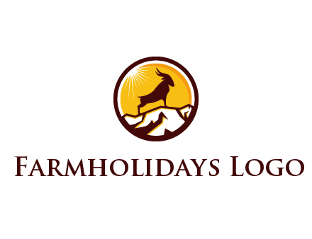 silhouette goat standing on mountain logo