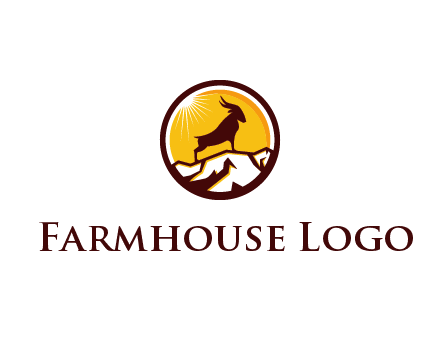 silhouette goat standing on mountain logo