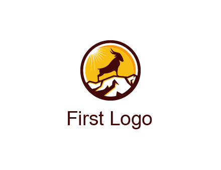 silhouette goat standing on mountain logo