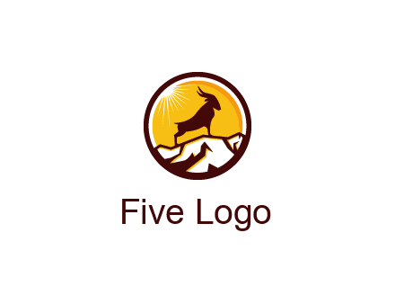 silhouette goat standing on mountain logo