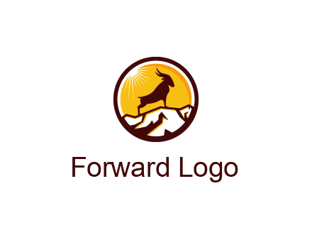 silhouette goat standing on mountain logo