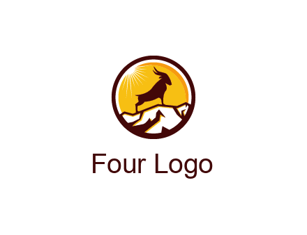silhouette goat standing on mountain logo