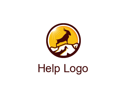 silhouette goat standing on mountain logo