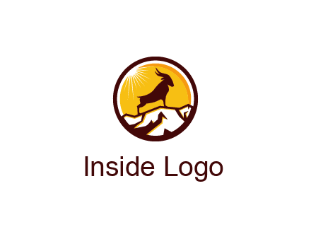 silhouette goat standing on mountain logo