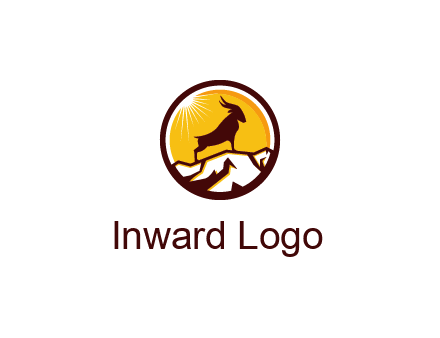 silhouette goat standing on mountain logo