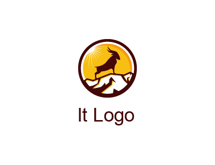 silhouette goat standing on mountain logo