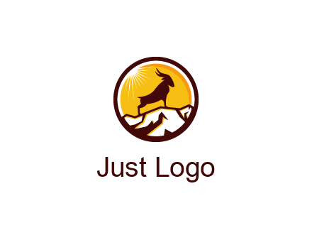 silhouette goat standing on mountain logo