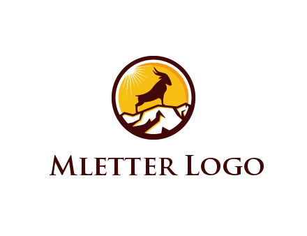 silhouette goat standing on mountain logo