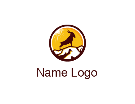 silhouette goat standing on mountain logo