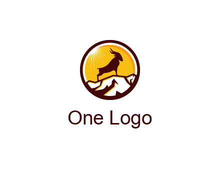 silhouette goat standing on mountain logo