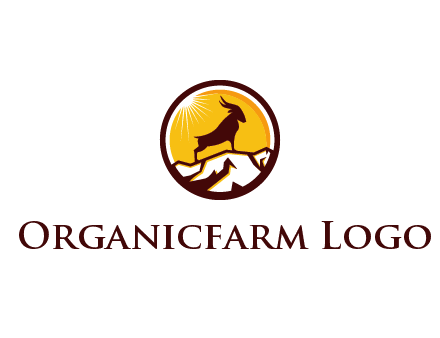 silhouette goat standing on mountain logo
