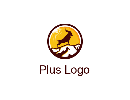silhouette goat standing on mountain logo