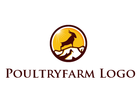 silhouette goat standing on mountain logo