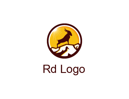 silhouette goat standing on mountain logo