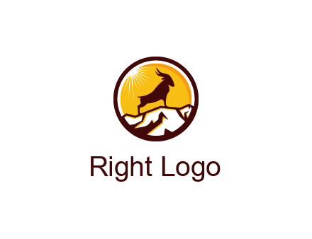 silhouette goat standing on mountain logo
