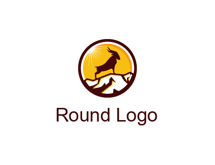 silhouette goat standing on mountain logo